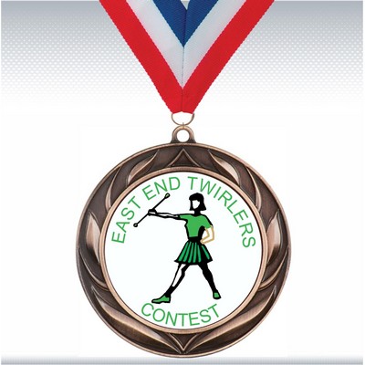 2 3/4" Bronze Wreath Medal w/2" Insert