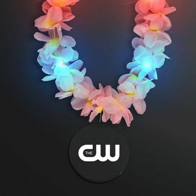 Light Up Hawaiian Leis with Custom Black Medallion - PRINTED