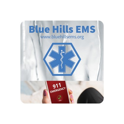 Square Sticker | Round Corners | 4" x 4" | Chrome Poly | Permanent Adh Back | Digital