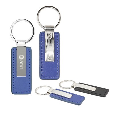 Oceanside Leather Key Chain - Blue
