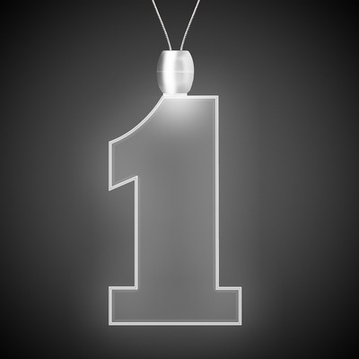 24" White LED Light Up #1 Necklace w/1" Pendant(Pad Print)
