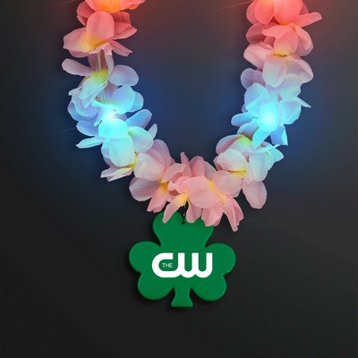 Light Up Hawaiian Leis with Custom Shamrock Medallion - PRINTED