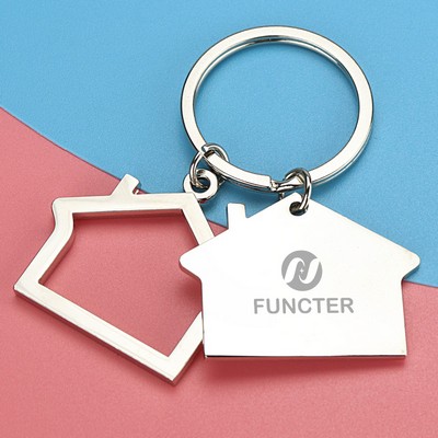 Double House Shaped Metal Keychain