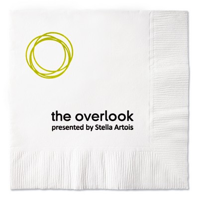 White 3-Ply Beverage Coined Edge Embossed Napkin (Petite Line)