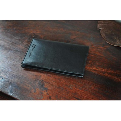 Men's Leather Travel Wallet - Soft Black Calf Leather - Borlino