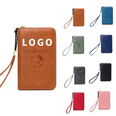 Travel Passport Holder with Zipper and Multiple Functions