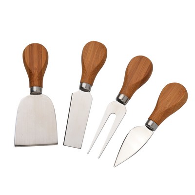 Gourmet 4 Piece Cheese Knife Set w/Wood Case