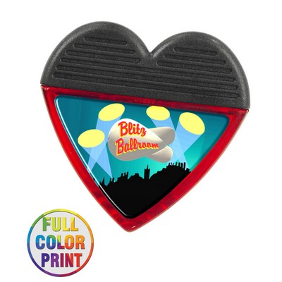 Union Printed - Heart Shaped Magnetic Memo Clip with Full Color Dome Logo