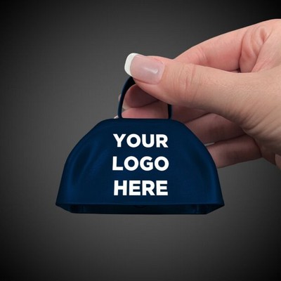 3" Pad Printed Navy Blue Metal Cowbell