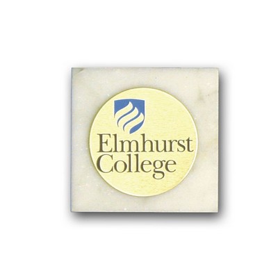 Marble Paperweight with an aluminum medallion- Screen Print (2"x2"). Made in USA