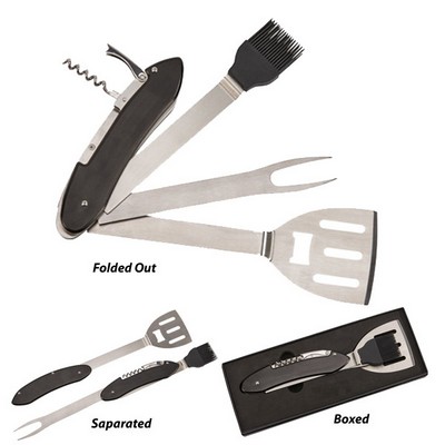 Folding BBQ Tools w/Black Handle