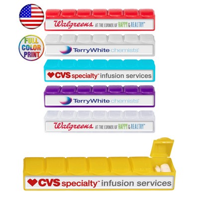 7 Day Pill Box Planner with Large Compartments - Full Color Print