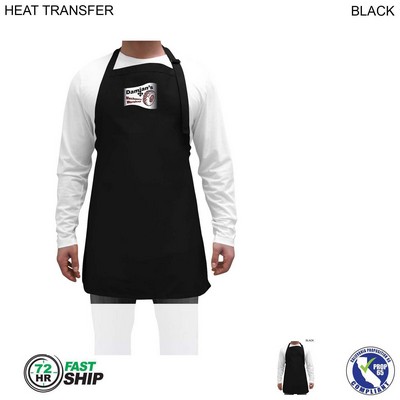 72 Hr Fast Ship - Twill Bib Apron, (25"x28"), No Pockets, Adjustable Neck, Heat Transfer logo