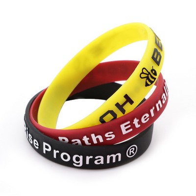 1/2" Embossed Printed Silicone Wristband - High Quality