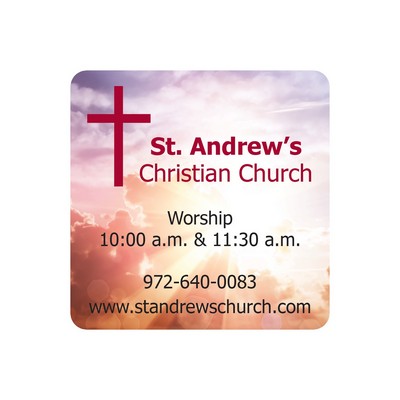 Square Sticker | Round Corners | 2" x 2" | White Vinyl | Permanent Adh Back | Digital