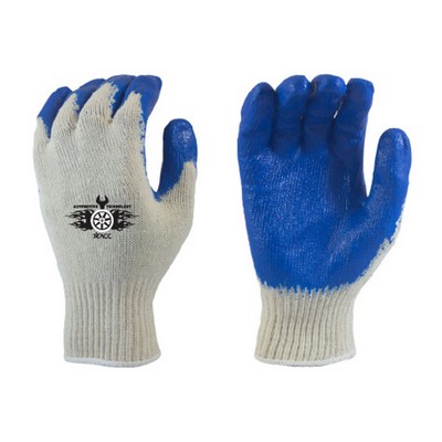 Natural, polyester knit, wonder glove, latex palm coating, screen printed