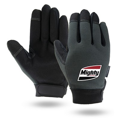 Gray Touchscreen Mechanics Gloves