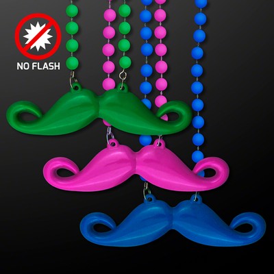 Assorted Color Mustache Beads, Blue/Pink/Green (NON-Light Up) - BLANK