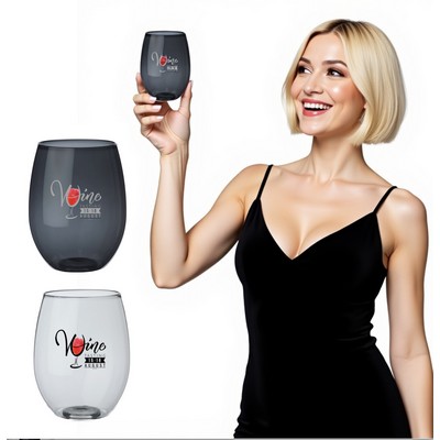 USA Made Recycled Plastic 16oz Stemless Wine Glass