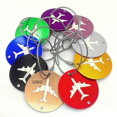 Round Airplane Aluminum Alloy Metal Luggage Tag