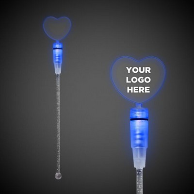 9" Blue Heart Light-Up Cocktail Stirrer