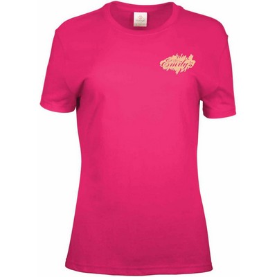 Screen Printed Ladies 100% Cotton Colored T-Shirt