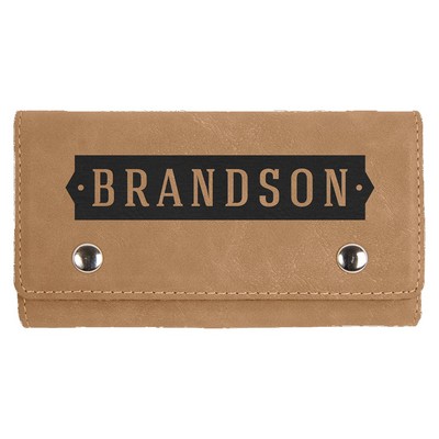 Light Brown Leatherette Card & Dice Set