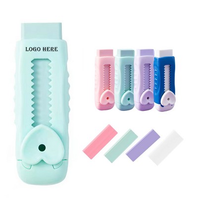 Custom Large Sliding Push Pull Retractable Pencil Rubber Eraser w/Plastic Sleeve