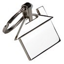 House Shaped Silver Metal Key Chain.