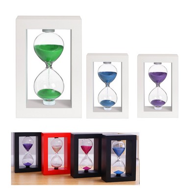 Hourglass Sand Timer with Square Wooden Frame