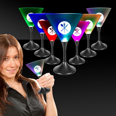 7 Oz. Light Up Martini Glass w/Black Stem And Frosted Top