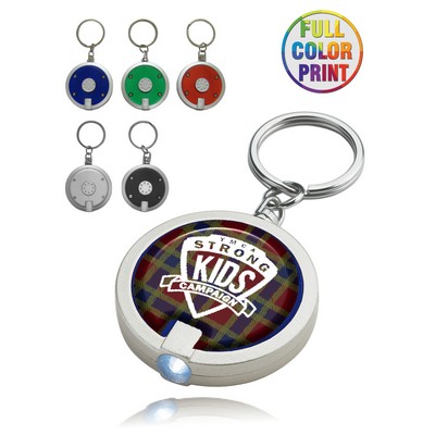 Union Printed - Round LED Flashlight Key Chain - Full Color Epoxy Dome Label Print