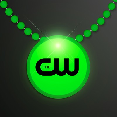 Green LED Circle Badge with Beads - PRINTED
