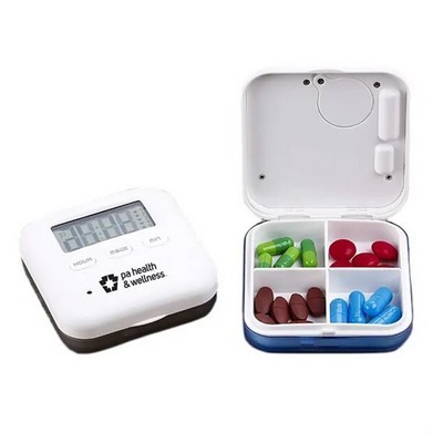 4 Compartments Travel Pill Box with Alarm