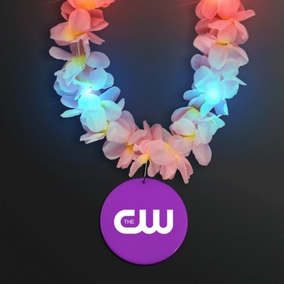 Light Up Hawaiian Leis with Custom Purple Medallion - PRINTED