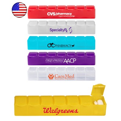 7 Day Pill Box Planner with Large Compartments - 1-Color Print