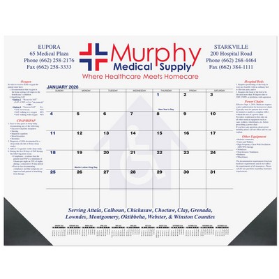 Blue & Black 13 Month Calendar Desk Pad w/2 Color Imprint (21 ¾"x 17")