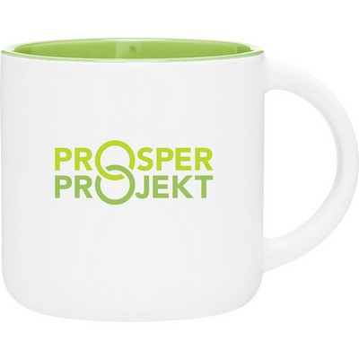 14 oz Minolo Ceramic Mug (Matte White/Lime)