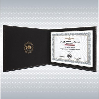 Black/Gold Laserable Leatherette Certificate Holder for 8 1/2" x 11" Certificate