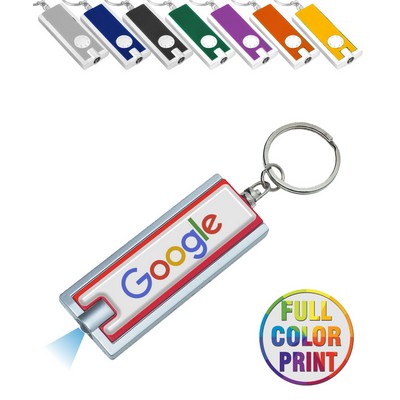 Union Printed - Rectangle LED Flashlight Key Chain with Full Color Dome Print