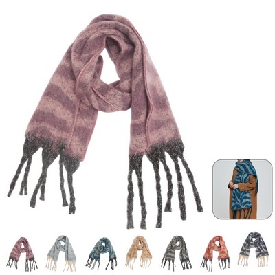 Chunky Fringed Winter Scarves Shawl