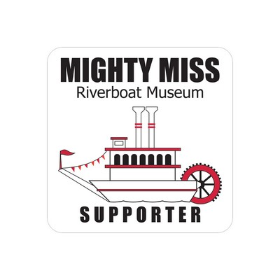 Square Sticker | Round Corners | 3" x 3" | White Vinyl | Permanent Adh Back | Screen