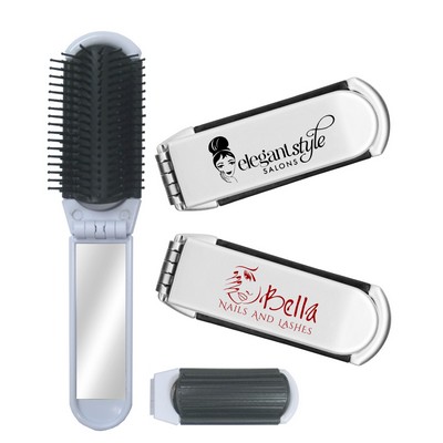 Union Printed - Folding Hair Brush and Mirror Set - 1-Color Logo