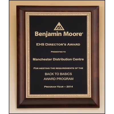 Cherry Finish Plaque with Gold Florentine Plate, 9 x 12"