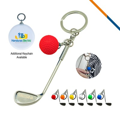 Golf Clubs Keychain Red