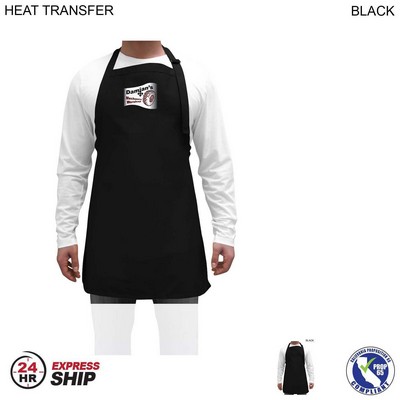 24 Hr Express Ship - Twill Bib Apron, (25"x28"), No Pockets, Adjustable Neck, Heat Transfer logo