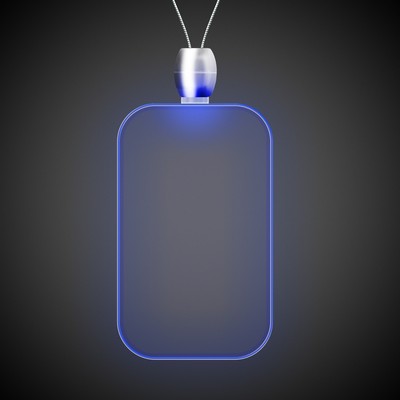 24" Blue Dog Tag Light-Up Pendant Necklace(Pad Printed)