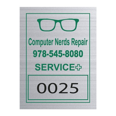 Idento® Identification Decal | Rectangle | 1 1/2" x 2" | Brushed Chrome Poly