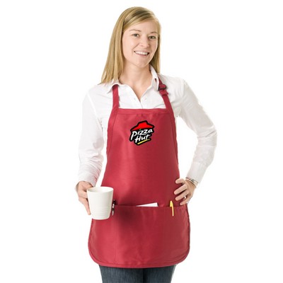 Full/Medium Length Twill Bib Apron w/Pouch