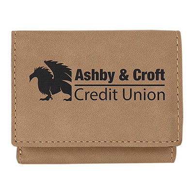 3" x 4" Light Brown Leatherette Trifold Wallet